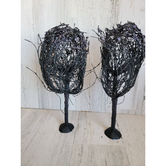 Dept 56 glitter tree black Halloween village accessory set scary - Picture 8 of 8